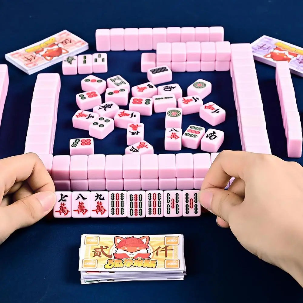 Chinese Mahjong Game Set – 144pcs Mini Melamine Tiles 🎴 Portable Numbered Mahjong Set for Family Fun, Travel & Game Nights 🧳 Durable, Clear Engraving, Complete Accessories Included
