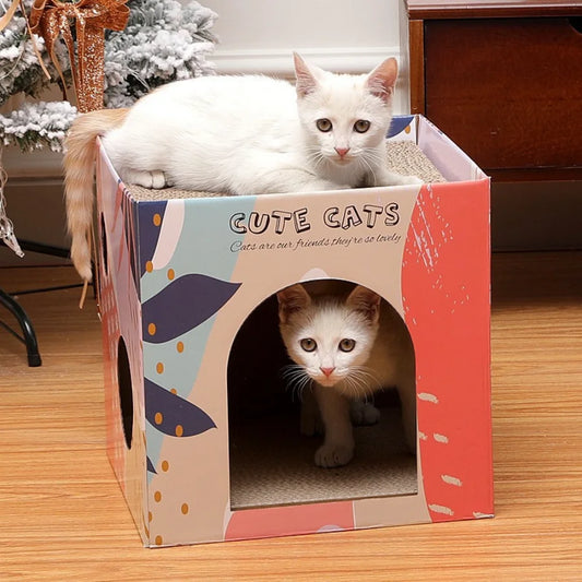 Double-Layer Cat Scratching House – Indoor Corrugated Cardboard Cat Condo & Scratch Pad for Claw Grinding