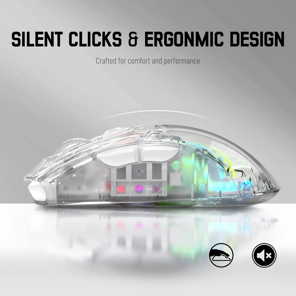🔥🖱️ ATTACK SHARK X2 Pro Triple Mode Wireless RGB Gaming Mouse – Transparent Shell