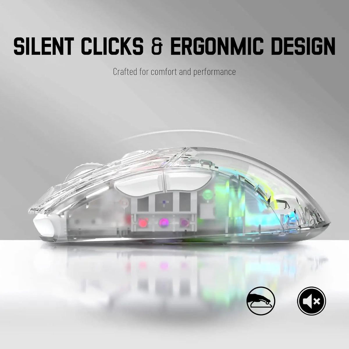 🔥🖱️ ATTACK SHARK X2 Pro Triple Mode Wireless RGB Gaming Mouse – Transparent Shell