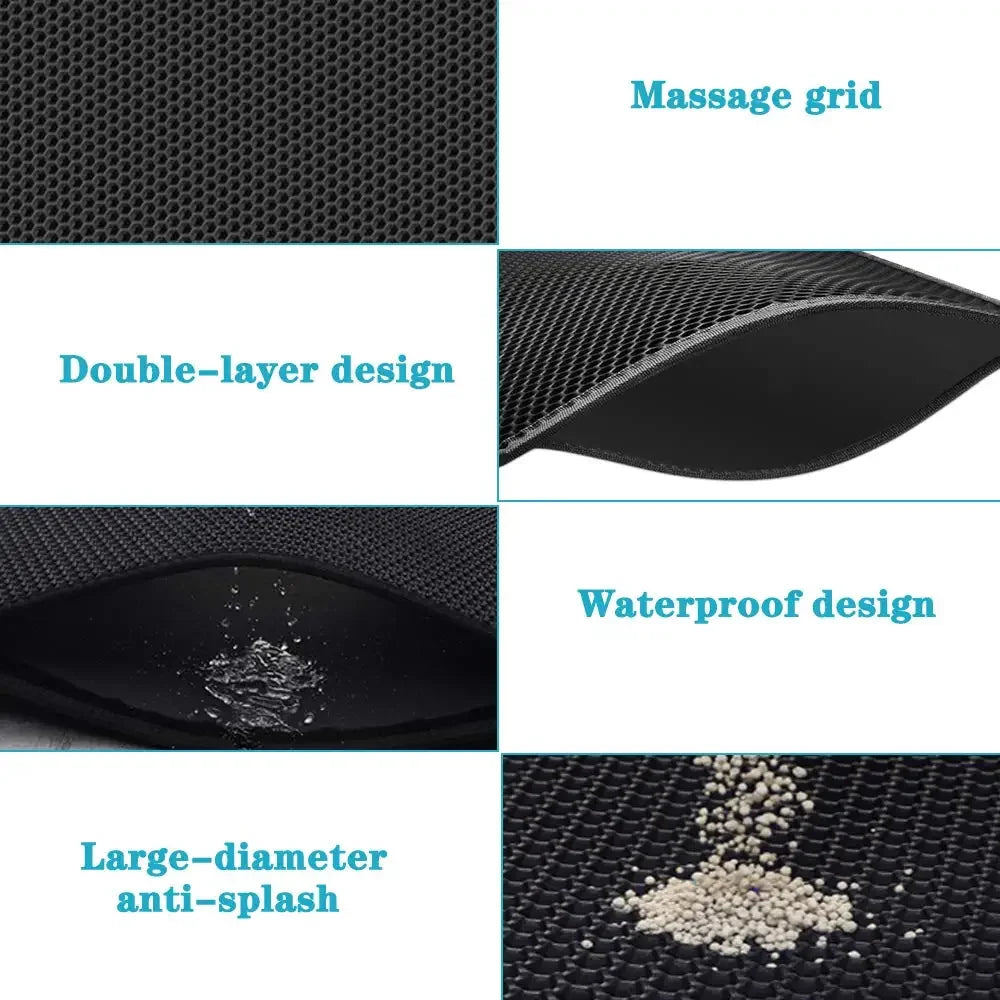 🐱🧼 Double Layer Waterproof Cat Litter Mat – Non-Slip & Washable