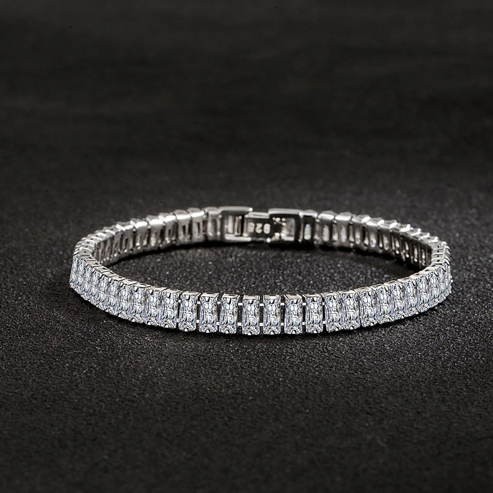 ✨💎 925 Sterling Silver Bracelet with Zircon Crystal 💖 | Elegant Fashion Jewelry for Women 👰 | Engagement & Wedding Glamour Bracelet (18CM)