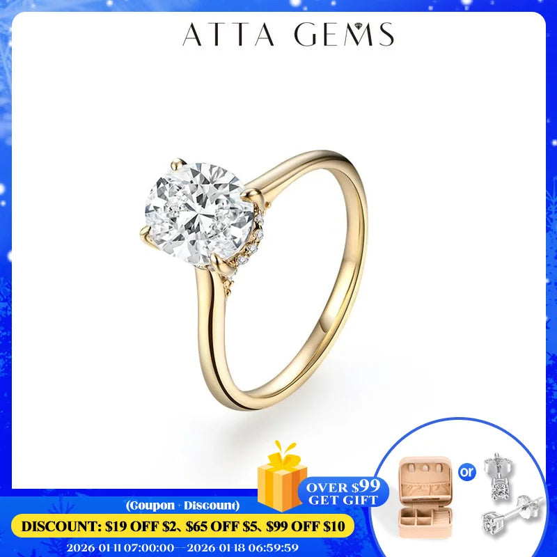 💎✨ ATTAGEMS Oval Cut 2CT D VVS1 Moissanite Engagement Ring 🤍 | 9×7mm S925 Sterling Silver Wedding Ring for Women 👰 | Luxury Jewelry Gift