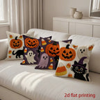Halloween Pillow Cover – Pumpkin, Ghost & Cat