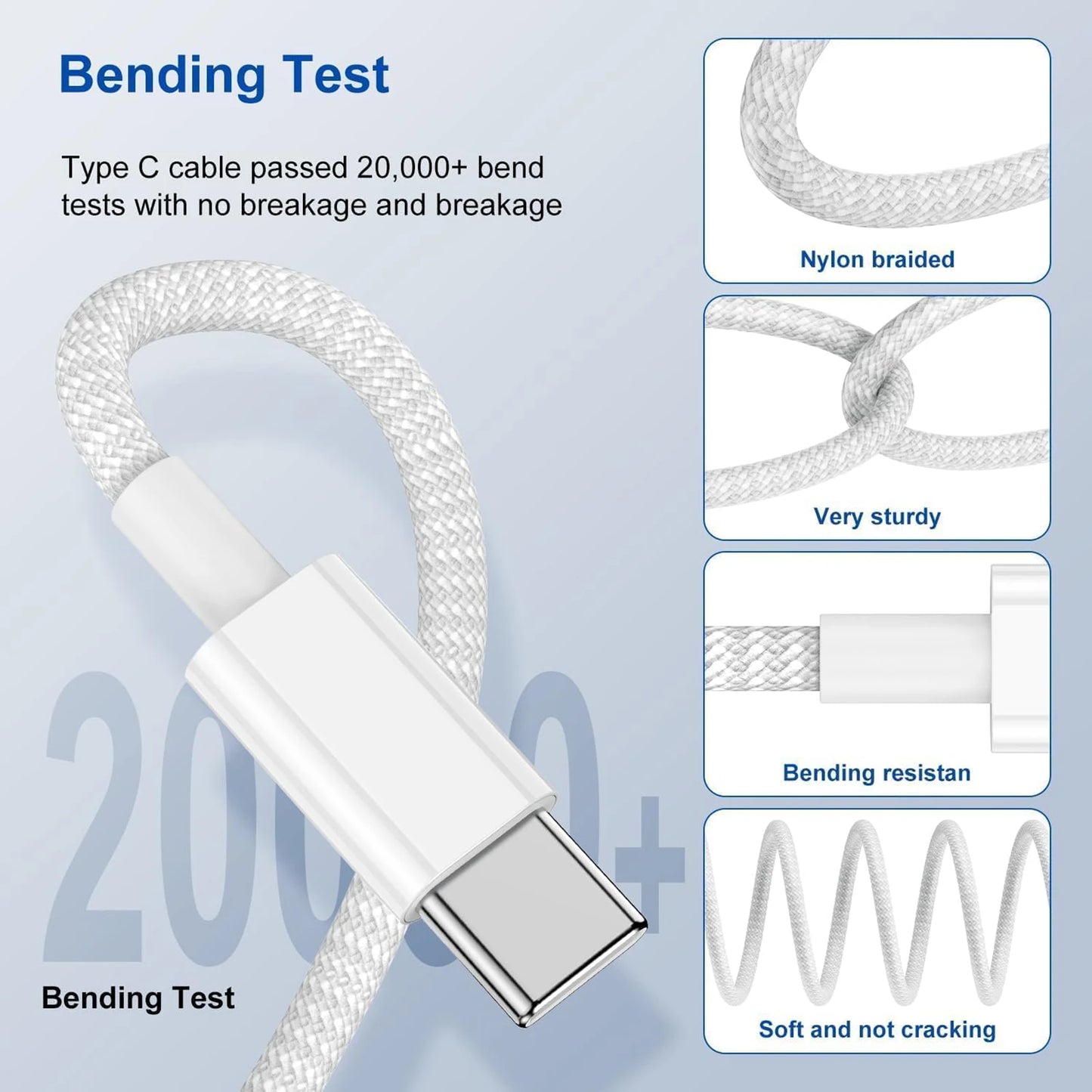 40W PD Fast Charger USB-C to C Cable – For iPhone & Samsung