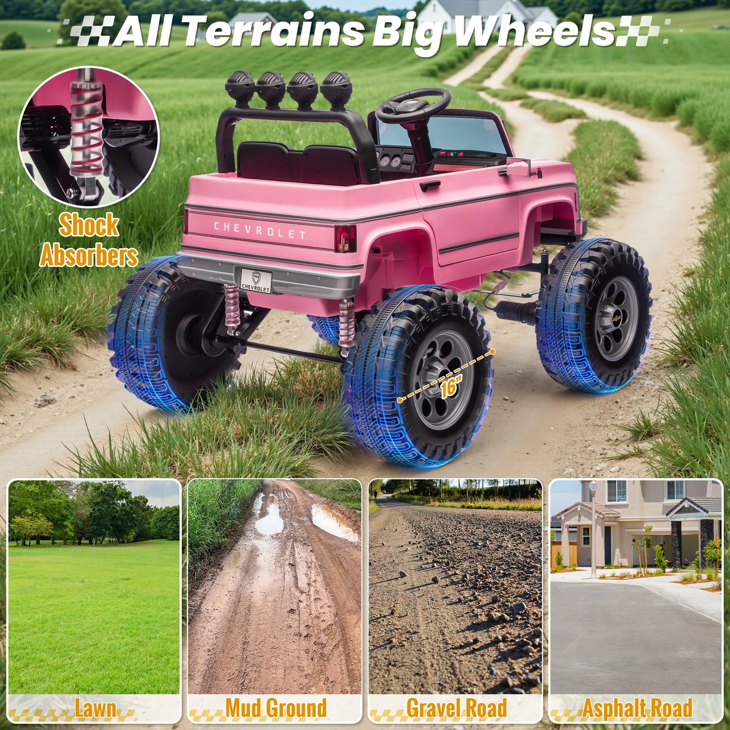 🚙 Licensed Chevrolet Cheyenne 24V Kids Ride-On Truck – 2x200W Motors, Parent Remote Control, 2-Seater Electric Car for Kids (Ages 3-8)