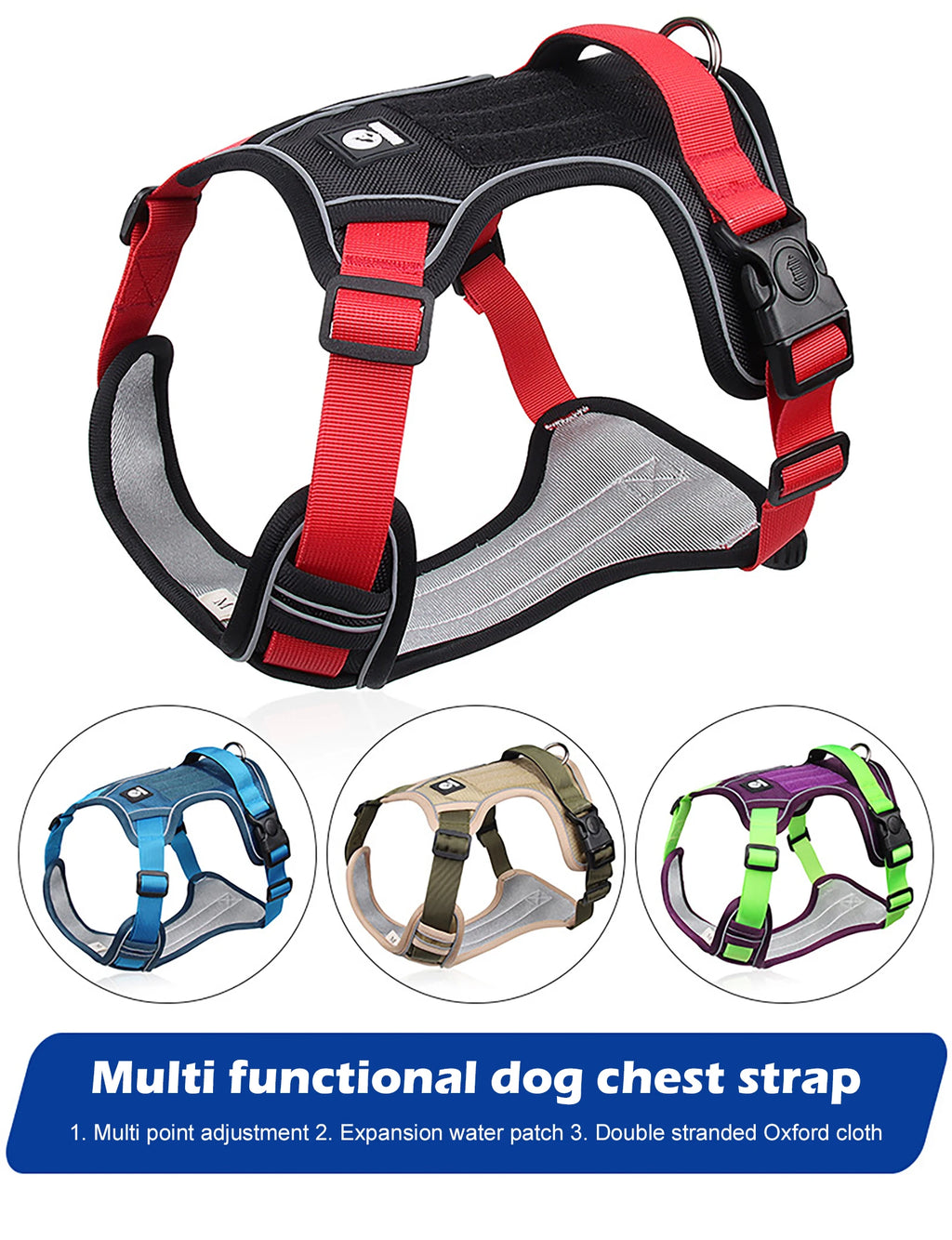 🐕🛡️ Reflective Tactical Dog Harness – 1680D Waterproof Vest