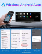 10.26" 4K Dash Cam Mirror with Wireless CarPlay & Android Auto, GPS, Rear Camera, 1600x600 IPS Touchscreen, Voice Control, Parking Monitor
