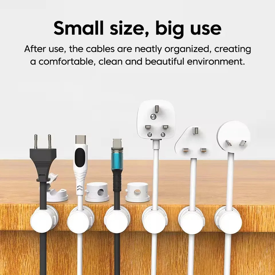 🧲🔄 360° Rotation Magnetic Cable Clip – Adhesive Wire Organizer