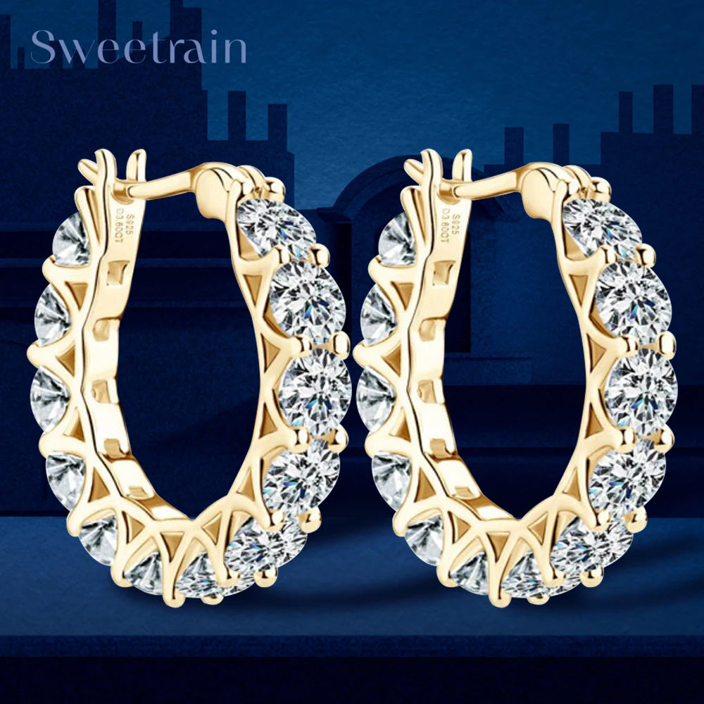 💎✨ Luxury Full Moissanite Hoop Earrings 🤍 | Certified 3.6CT Moissanite Diamond Earrings 💍 | 925 Sterling Silver Wedding Jewelry for Women 👰