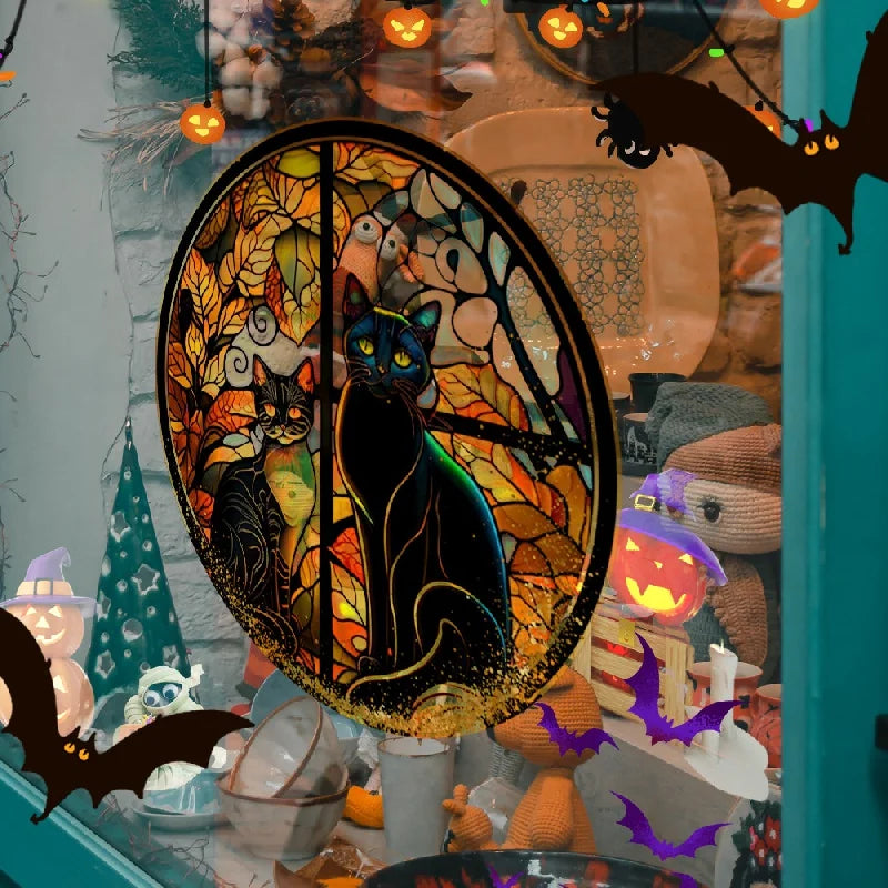 Scary Cat Halloween Window Sticker – Static Cling Décor