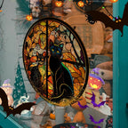 Scary Cat Halloween Window Sticker – Static Cling Décor