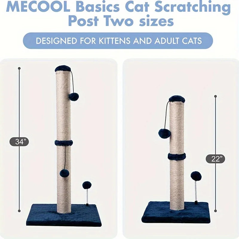 🐾🌳 34-Inch High Premium Sisal Cat Scratching Post with Hanging Ball