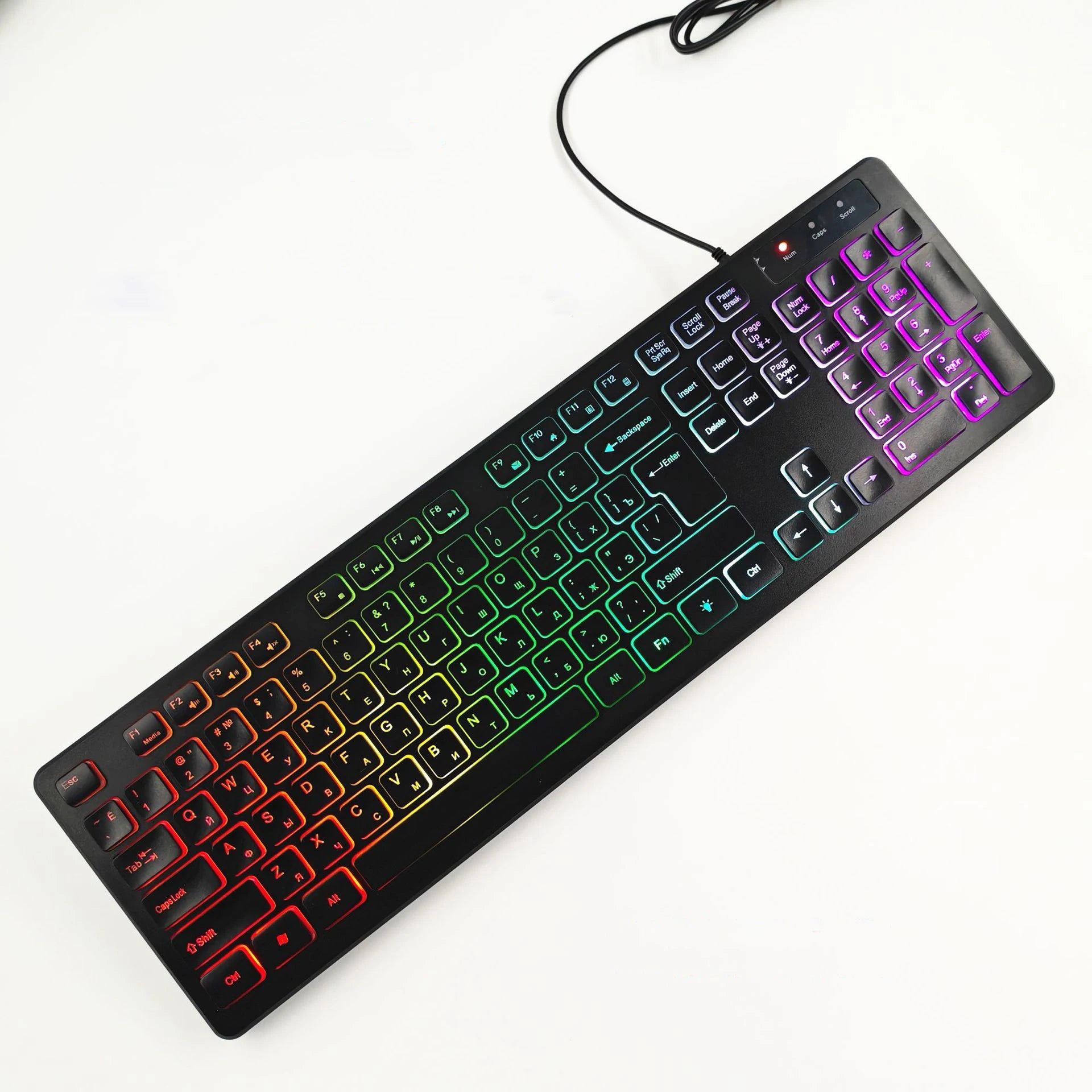 RGB Backlit Wired Gaming Keyboard – Mute USB Keyboard for Office & Home