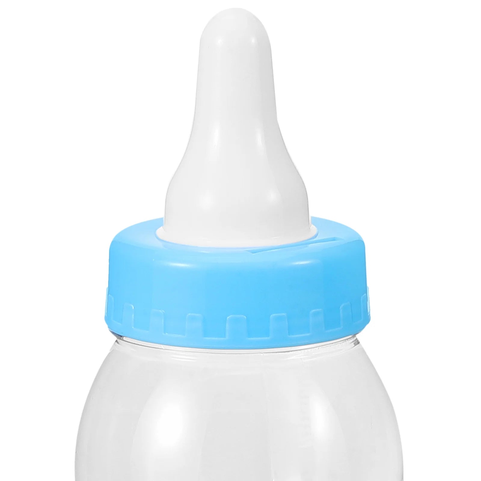 Baby bottle with blue cap on a white background piggy-bank money box coin bank 