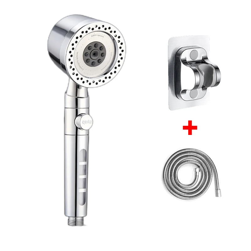 🚿💧 5 Spray Portable Shower Head – High Pressure Large Flow ABS Spa Shower with Filter & Stop Button