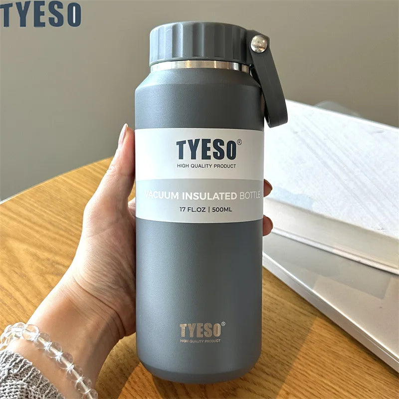 TYESO Large Capacity Insulated Water Bottle – Portable Handle Sport Travel Mug 💧✨