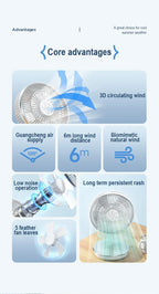 🌬️🔋 7200mAh Rechargeable Desktop Fan – High Wind Portable Table Fan