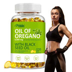 Oregano Oil Softgels with Black Seed Oil – 6,000mg Herbal Equivalent, Immune & Digestive Support – 120 Capsules