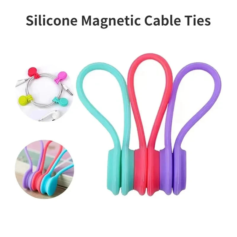 🧲🔌 Silicone Magnetic Cable Ties – Reusable Wire Organizer (1/3/5PCS)