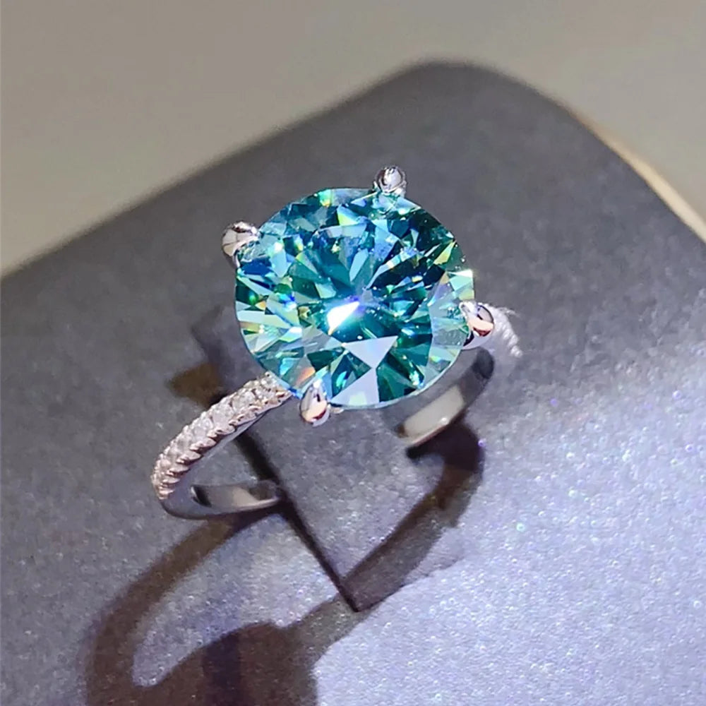 💚💍 Serenity 5CT Green Moissanite Ring – S925 Sterling Silver 18K Plated