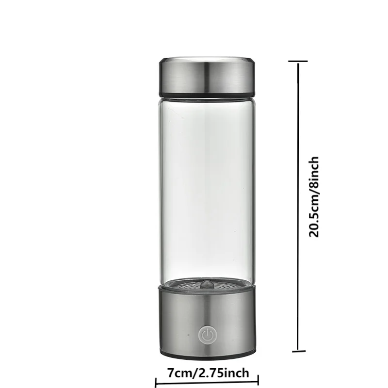1pc 15.2 Fl. Ounces (450mL) Portable Hydrogen Water Generator 3 Minutes Mode High Concentration Hydrogen Water Generator