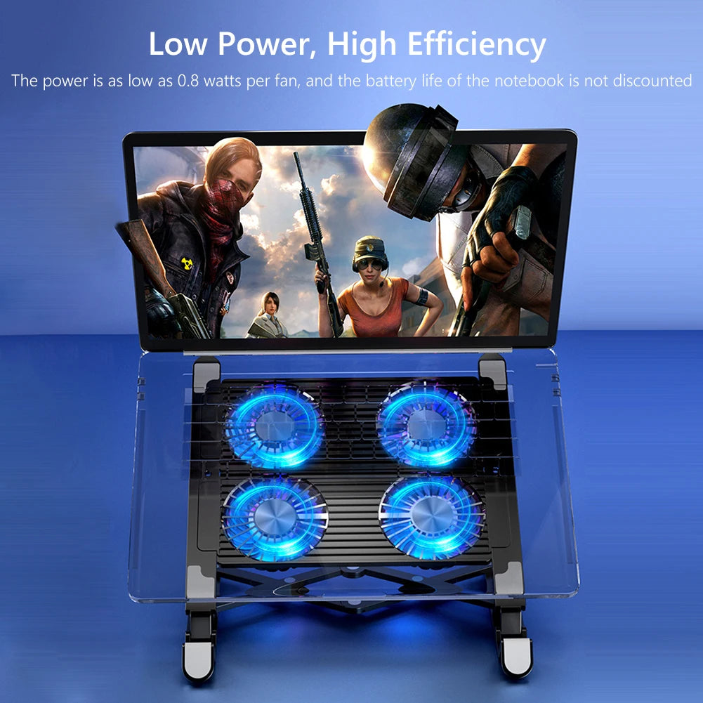 🌈❄️ Laptop Cooling Pad 2/4 Fans – RGB Foldable Stand (11–17.3”)
