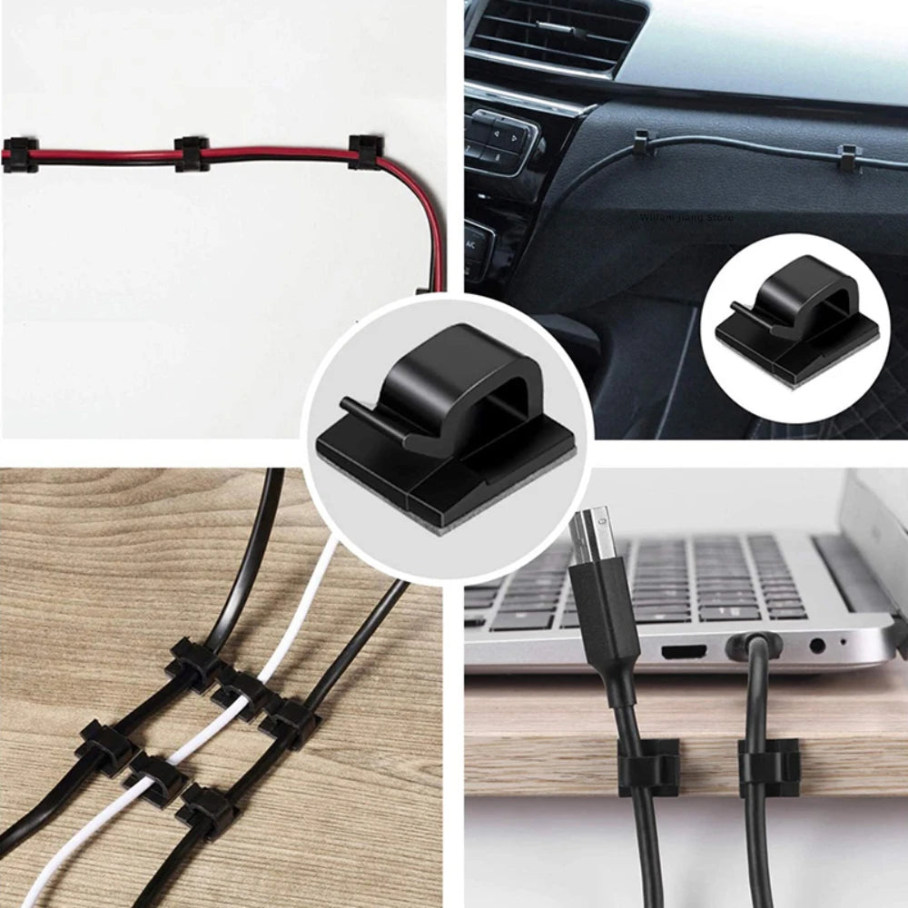 🔌📎 10/50PCS Cable Management Clips – Wire Organizer & Cord Holder