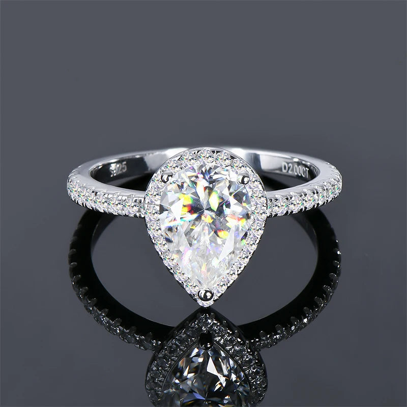 💍✨ RAPRGOLD Pear Cut Moissanite Halo Engagement Ring 💎 | 925 Sterling Silver Promise & Wedding Band for Women 💖