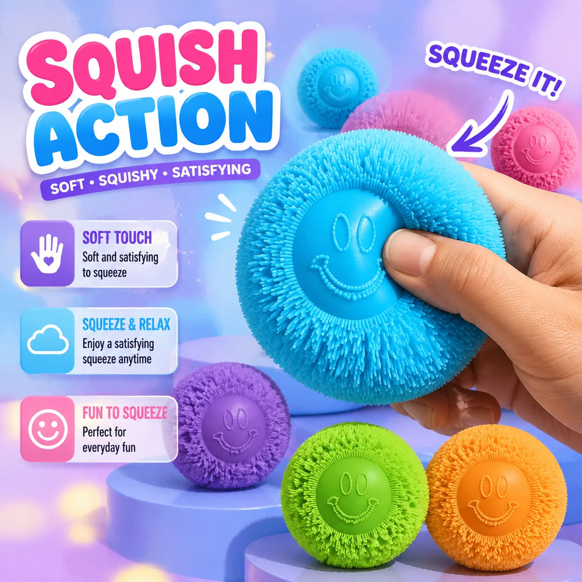 NeeDoh Fuzz Ball Blind Box – Soft Fuzzy Stress Relief Fidget Toy