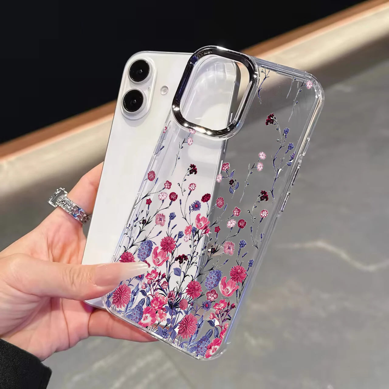 Daisy Floral Clear Phone Case with Metal Lens Frame for Google Pixel