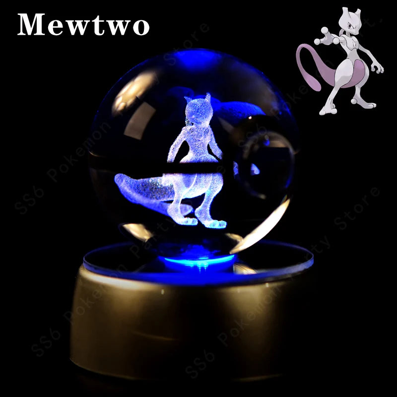 Pokémon Crystal Ball 3D Night Light – Mewtwo, Pikachu & Gengar
