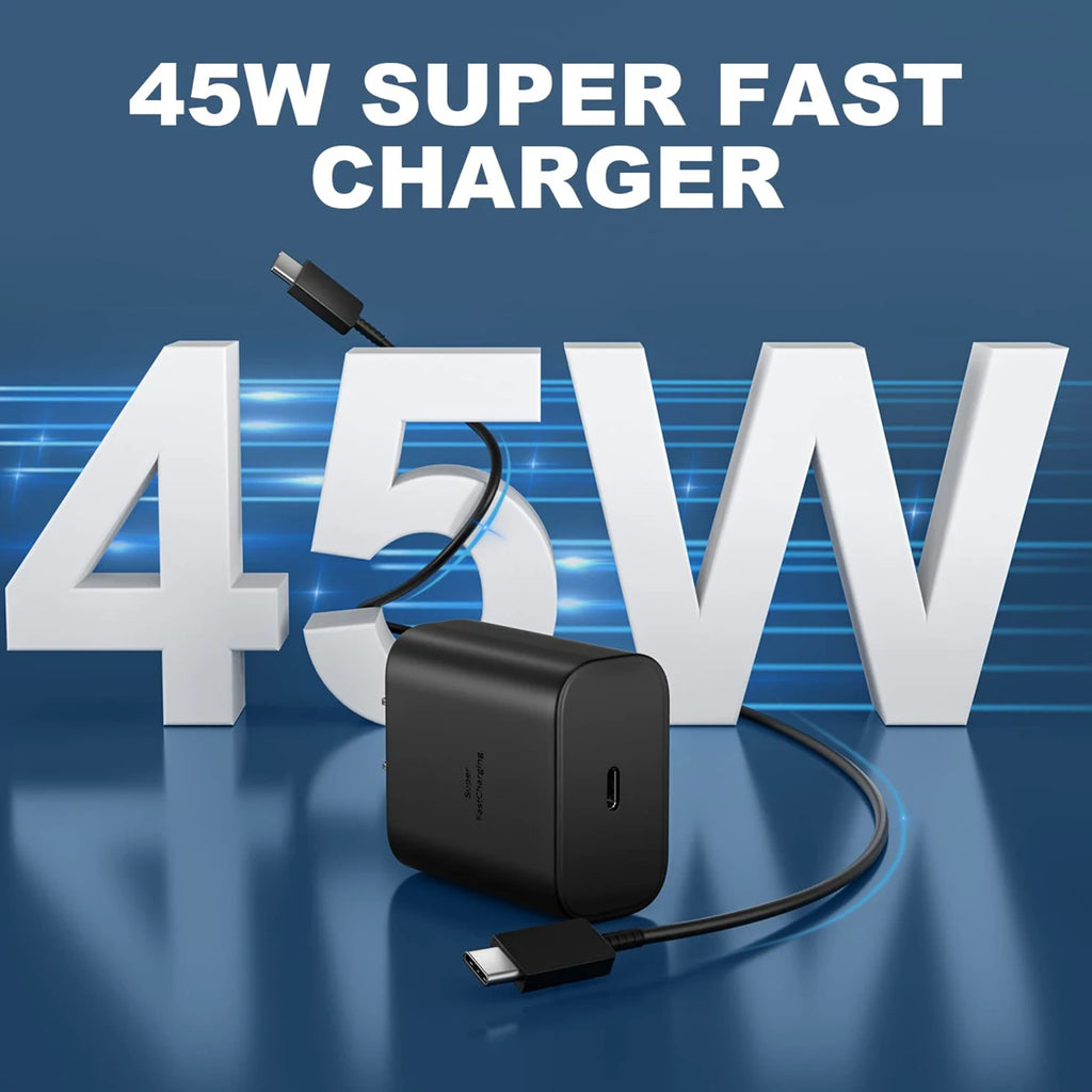 45W Super Fast Charger with USB-C Cable for Samsung Galaxy