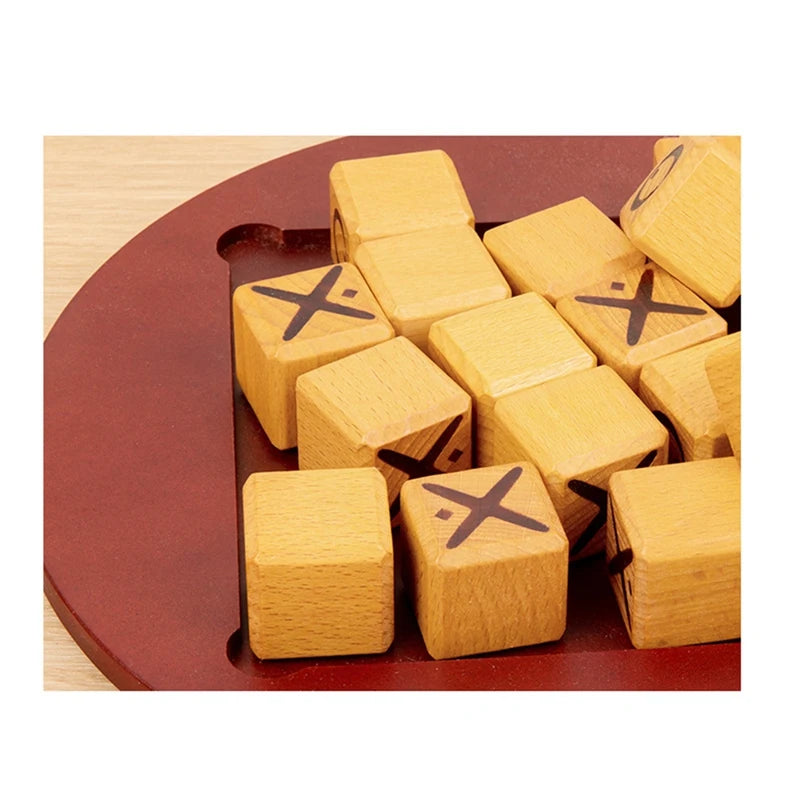 XO Chess Board Wooden Mini Tic-Tac-Toe Game Desktop Board Games Interactive Educational Montessori Toys for Children