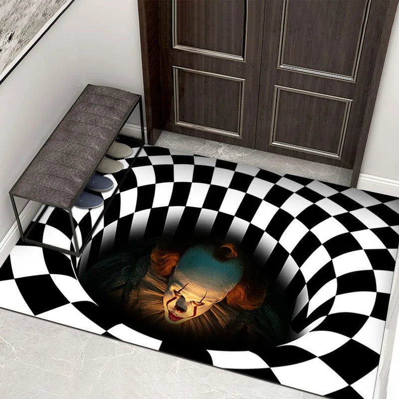 Horror Clown Halloween Doormat – 3D Illusion Non-Slip Mat
