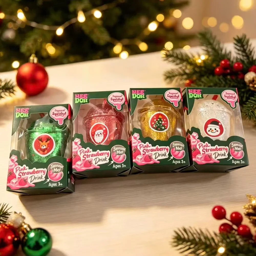 Christmas NeeDoh Drink Cup – Glitter Squeeze Sensory Toy