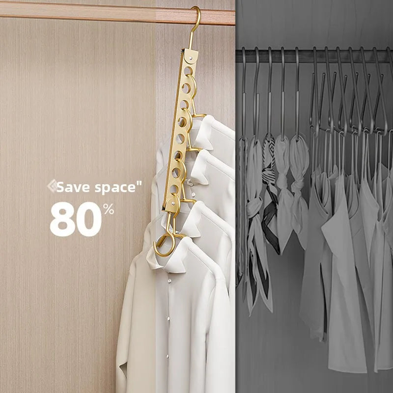 👕✨ Foldable Rotatable Clothes Hanger Organizer | 6 / 8 Holes Magic Metal Storage Rack 🪝 | Wardrobe Space Saver Hook