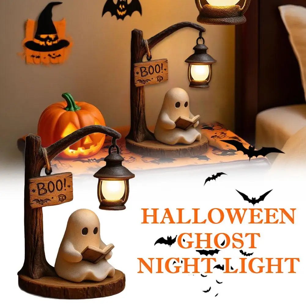 Ghost Reading Night Light – Cute Halloween 3D Décor