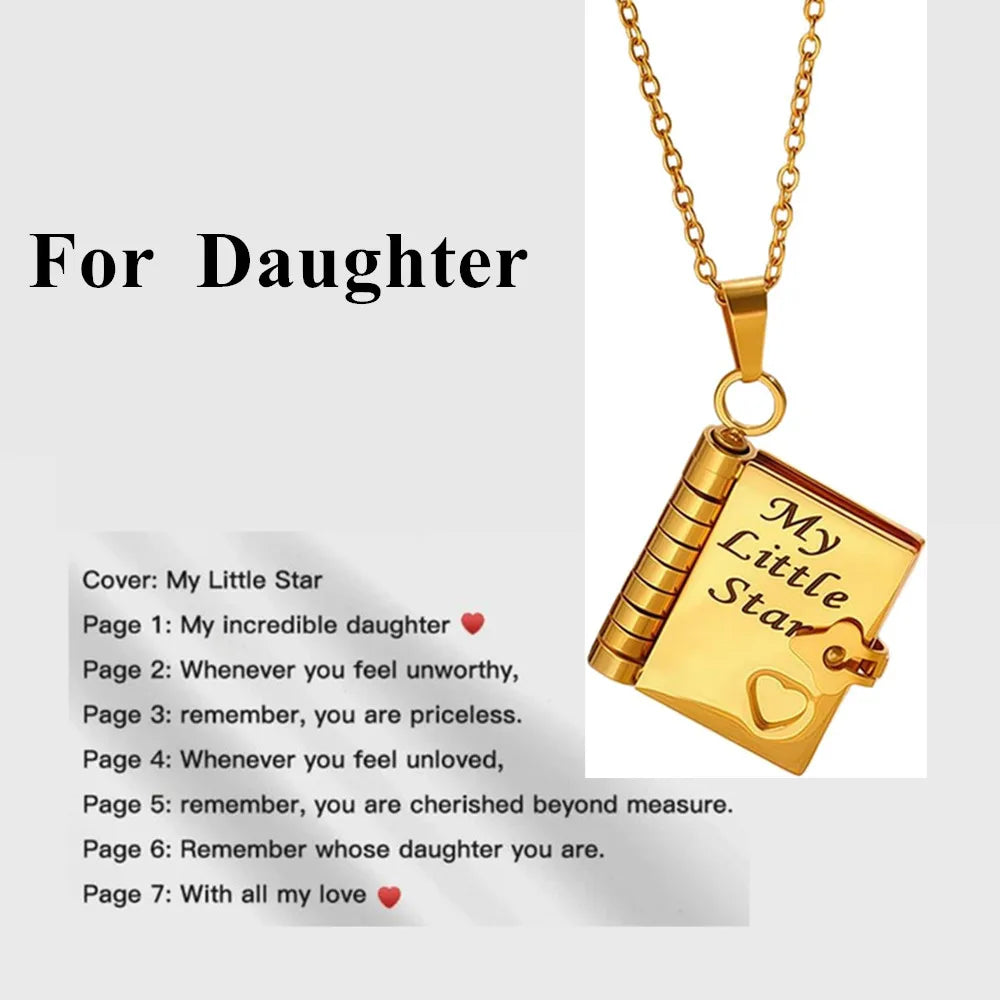 📖💙 To My Champion Son Book Necklace 🏆 | Engraved Openable Book Pendant with 6 Message Pages ✨ | Birthday Gift for Boys – My Little Hero 💪