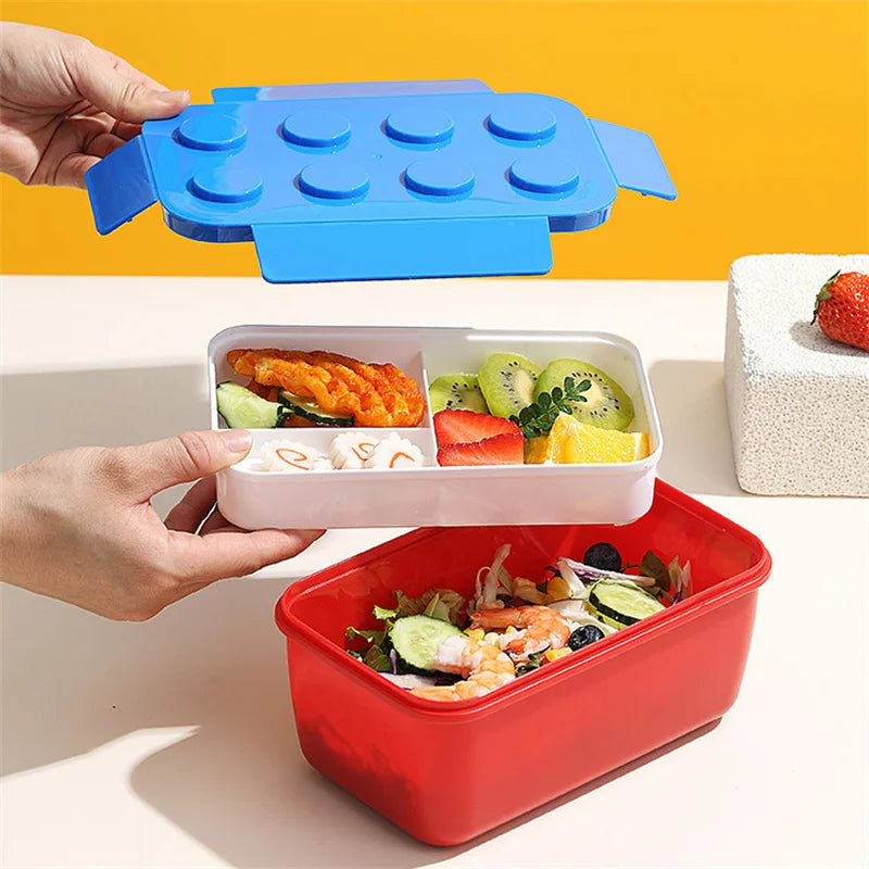 🧱🍱 Creative Sealed Lunch Box | Color Building Blocks Bento Box 🎨 | Portable Kids Lunch Box for School, Picnic & Fruit Salad