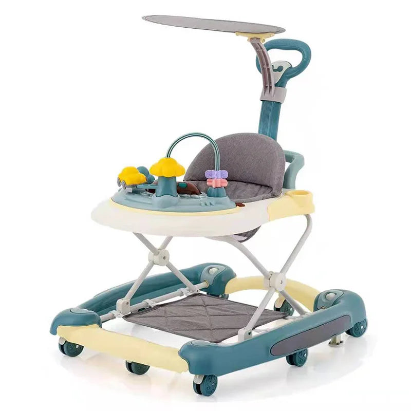 Baby Multi-Functional Comfortable Walker With Awning Anti-Rollover Baby Walker Can Sit, Adjust And Shake The Walker