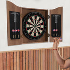 🎯 Wall‑Mounted MDF Dartboard Cabinet Set for Adults | Premium Sisal Dart Board with Scoreboards, Storage & Modern Brown Cabinet | Home, Bedroom, Bar Game Room Decor ⭐