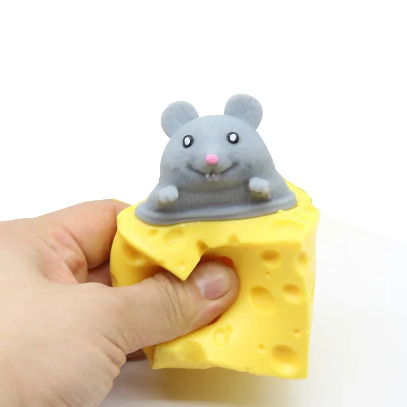 Cheese Mouse Squishy Stress Ball – Cute Sensory Squeeze Fidget Toy