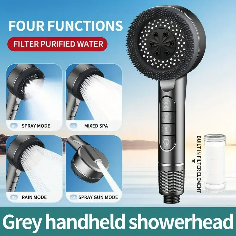 🚿💧 Four-Speed Filtered Supercharged Shower Head – Water-Seal High-Pressure Multi-Functional Bathroom Sprayer (1PC)