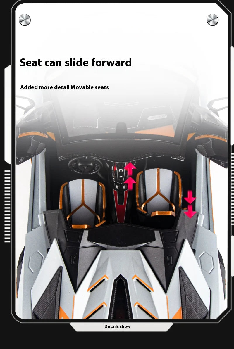 1:18 Scale SVJ63 Alloy Car Toy Model with Sound & Light Effects – Diecast Supercar Collection