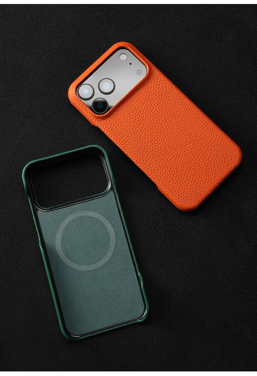 Luxury Lychee Cowhide Leather MagSafe Case for iPhone 17 / 16 / 15 Series