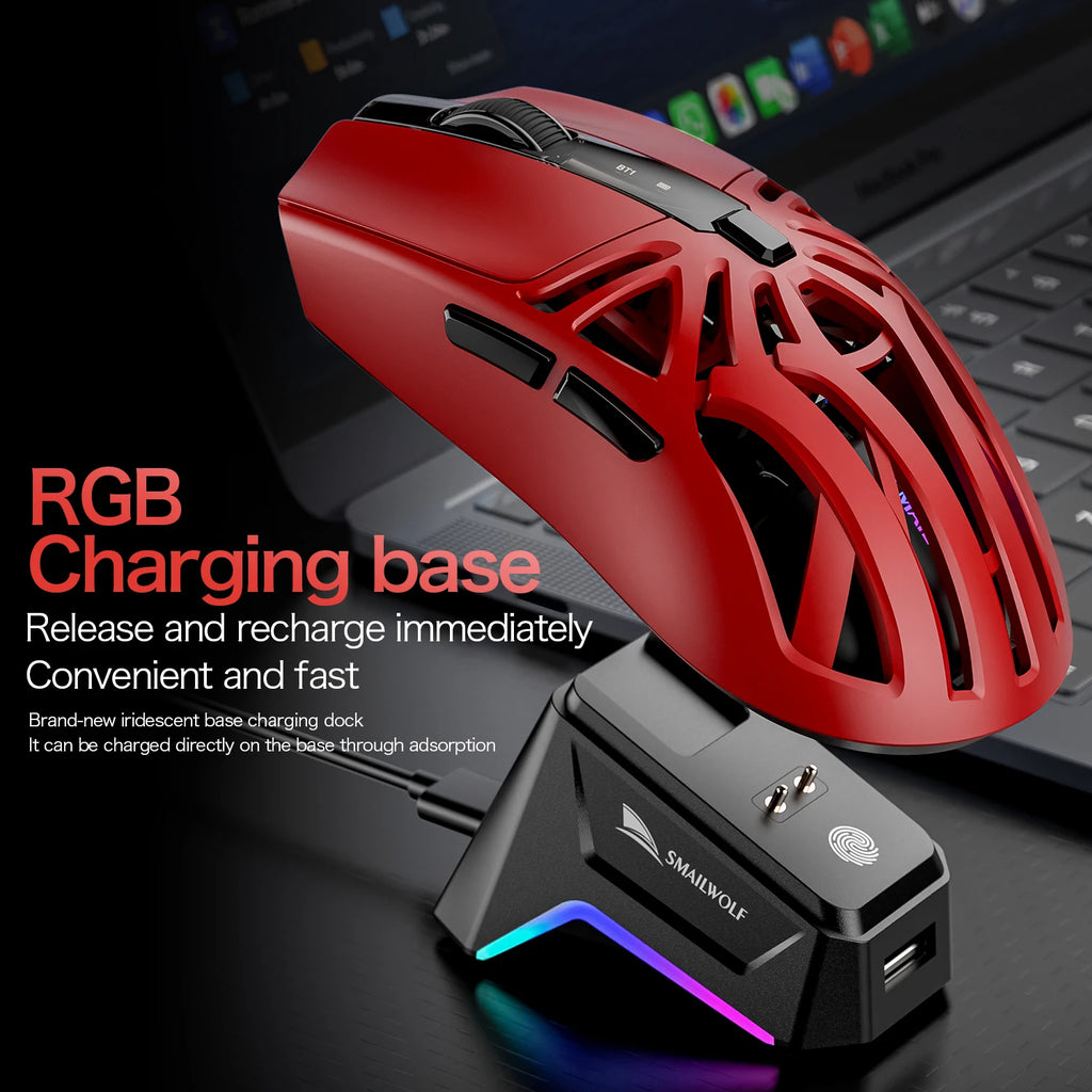🔥🖱️ SMAILWOLF M8 Wireless RGB Gaming Mouse – 12000 DPI Tri-Mode