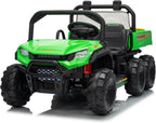 🚜⚡ 24V 2-Seater Kids Ride On Dump Truck 4WD Electric Car with Remote Control, Dump Bed, 3 Speed Modes, Music & LED Lights