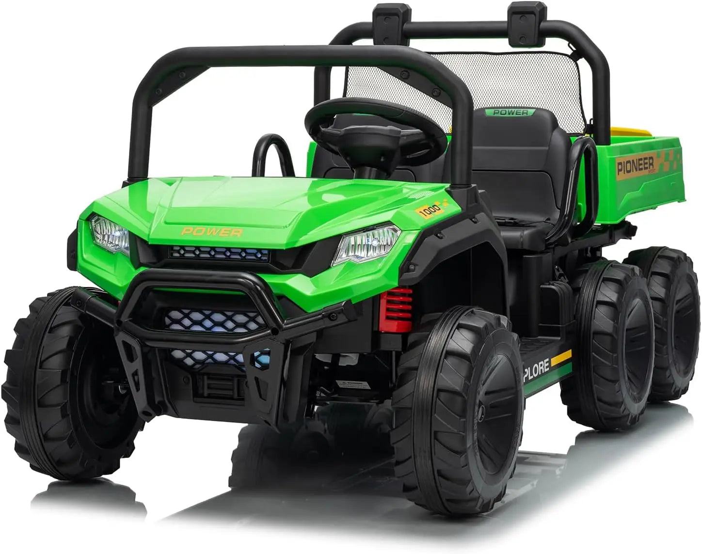 🚜⚡ 24V 2-Seater Kids Ride On Dump Truck 4WD Electric Car with Remote Control, Dump Bed, 3 Speed Modes, Music & LED Lights