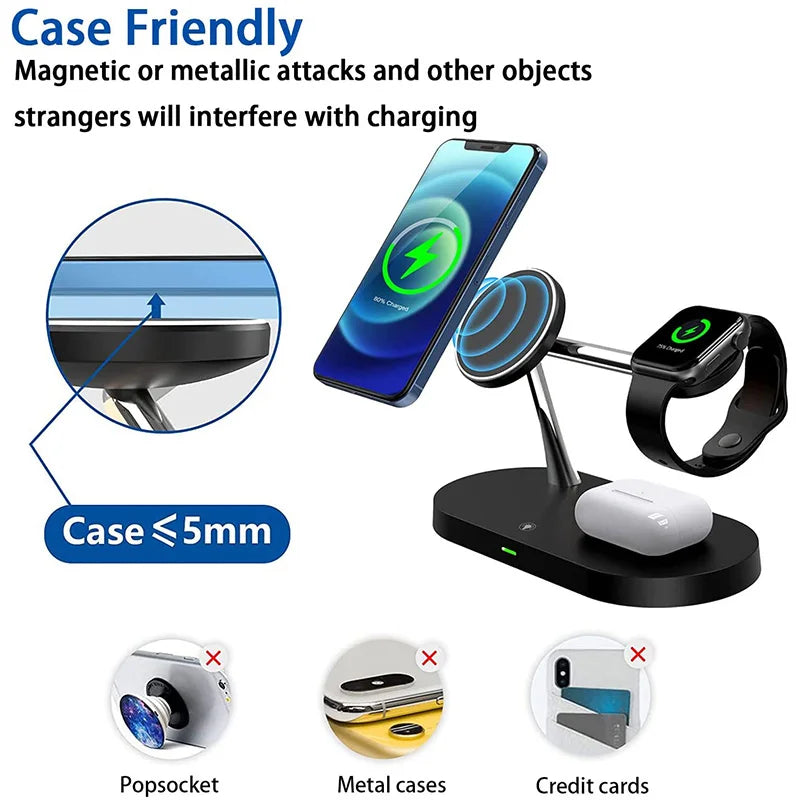 3-in-1 Wireless Charger Stand – Fast Charging for iPhone, Apple Watch & AirPods